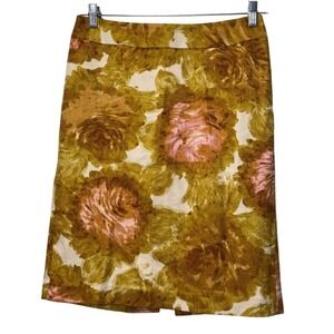 Talbots Floral Print Cotton Pencil Skirt Womens Sz‎ 10 Career Wear